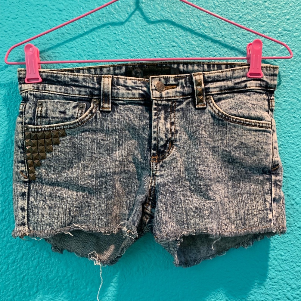 JET John Eshaya Gold Hardware Stud Denim Shorts